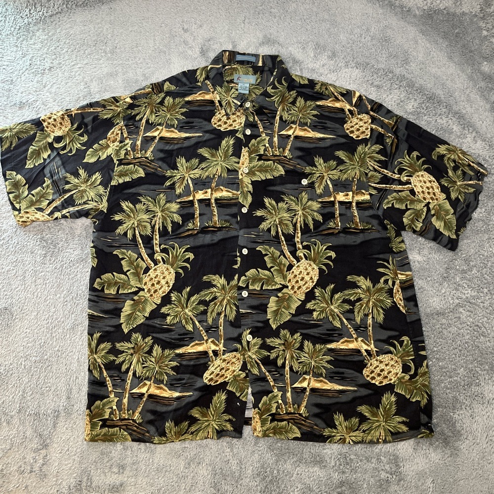 VTG Hawaiian Shirt Kaylua Bay Resortwear Men's XL Palm Tree/Pineapple